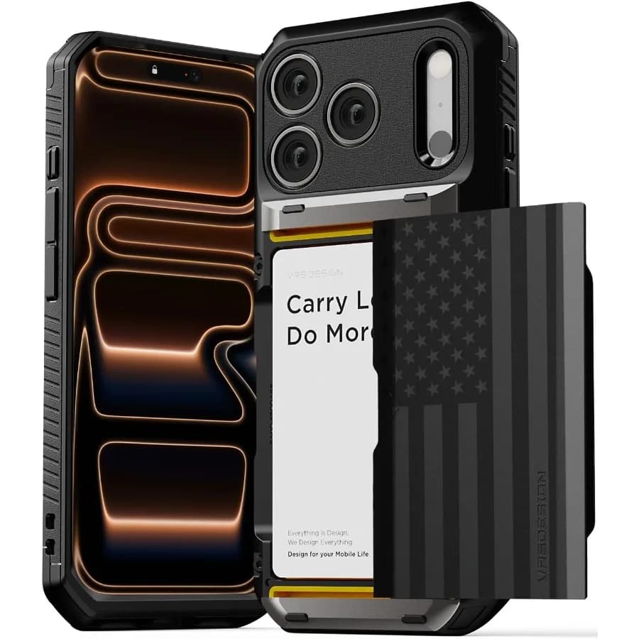 Custodia porta carte Damda Glide Pro per iPhone 17 Pro 2025 Robusta portafoglio semi automatico con slot per schede [4 carte] Custodia progettata