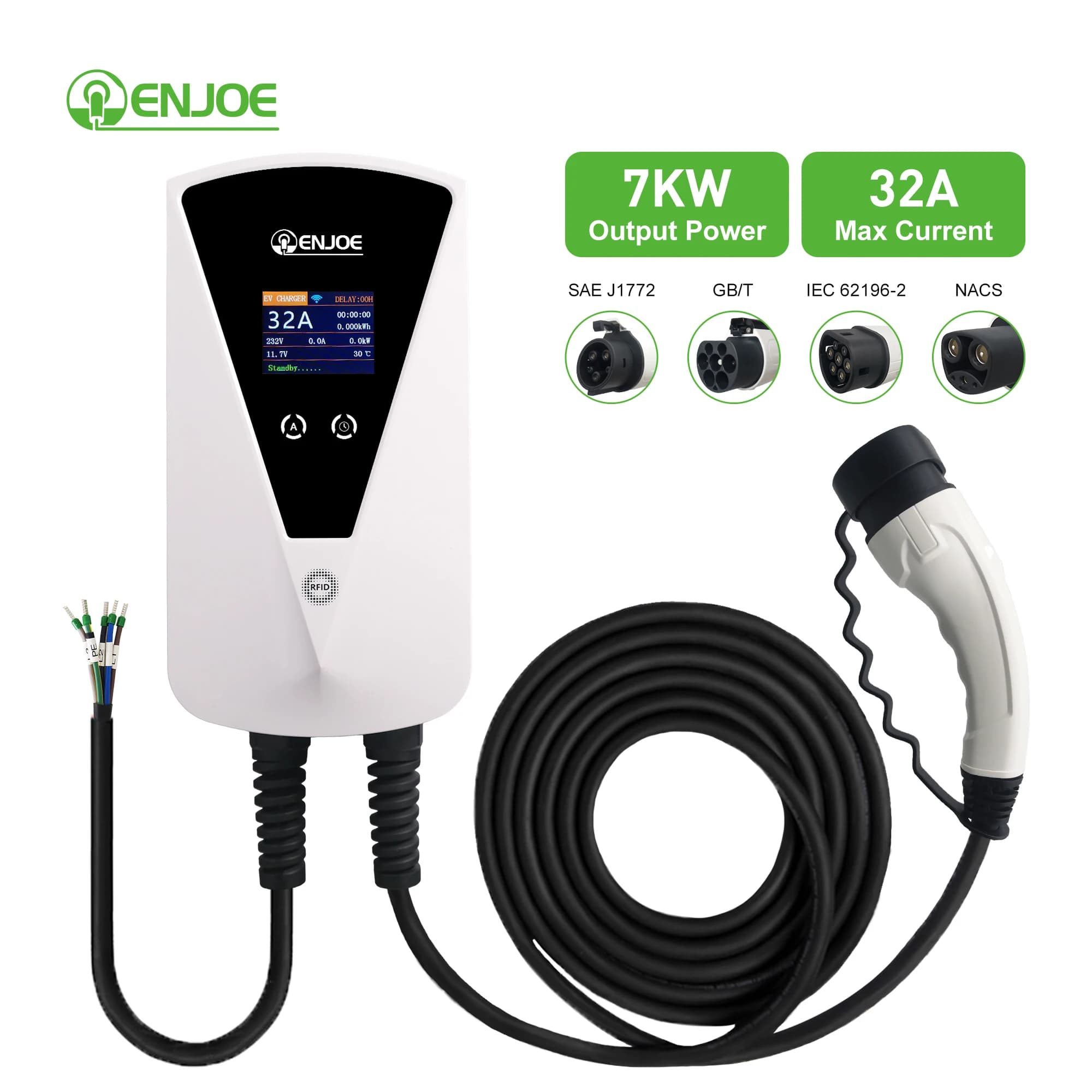 Caricatore EV Wallbox Diretto dalla Fabbrica 7kw 11kw 22kw Tipo 2 con Supporto RFID e WiFi, Box di Ricarica Intelligente AC per Casa