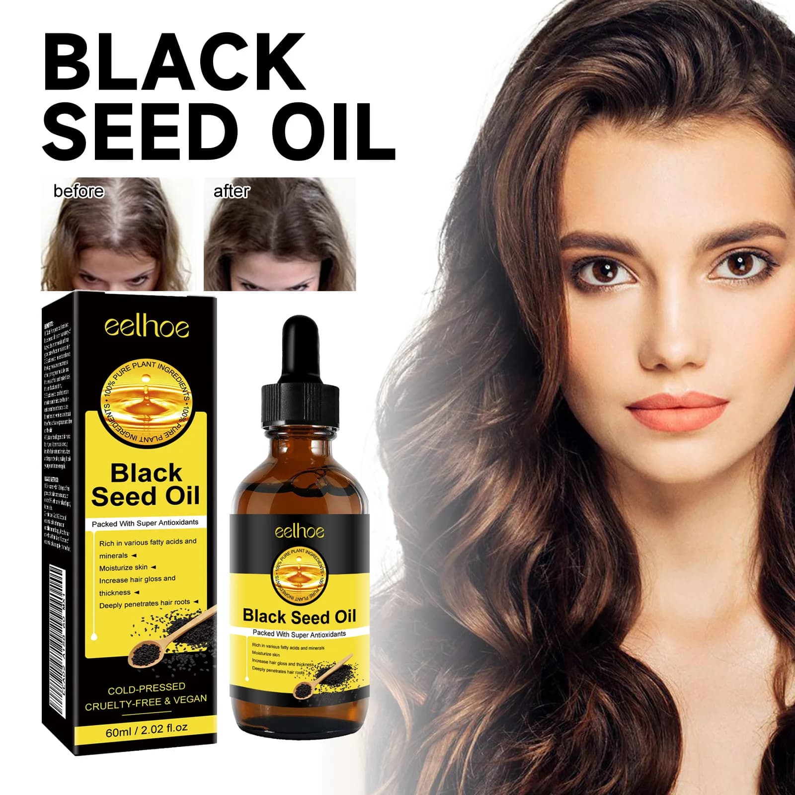 Olio essenziale per la crescita dei capelli. Ripara efficacemente la calvizie e i sintomi contro la caduta dei capelli