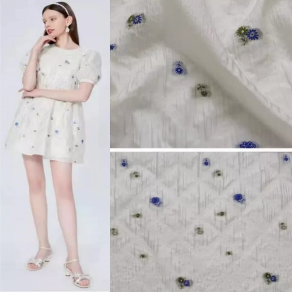 Spring Summer Yarn-dyed Jacquard Fabric Transparent Thin Section Organza Princess Skirt Wedding Cloth for Dress Sewing Per Meter
