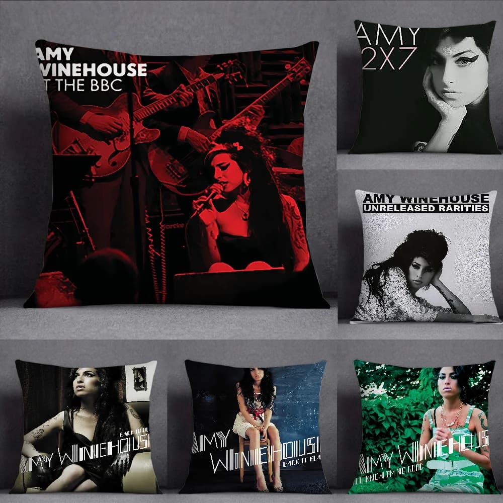 Federa per cuscino Singer Amy Winehouse, quadrata, con stampa fronte-retro, per divano, cuscino, camera da letto, comodino