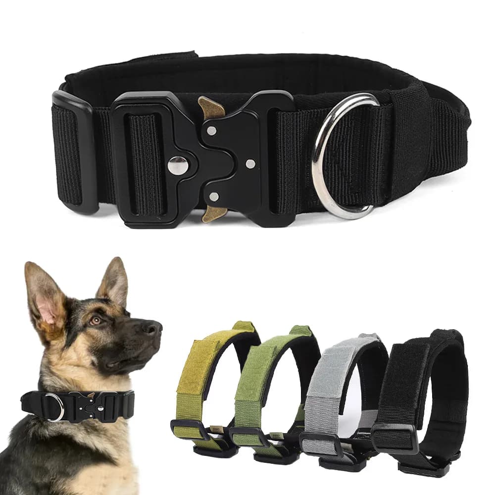 Collare per cani di grandi dimensioni collare per addestramento a piedi all'aperto regolabile in Nylon resistente forniture Pitbull Labrador