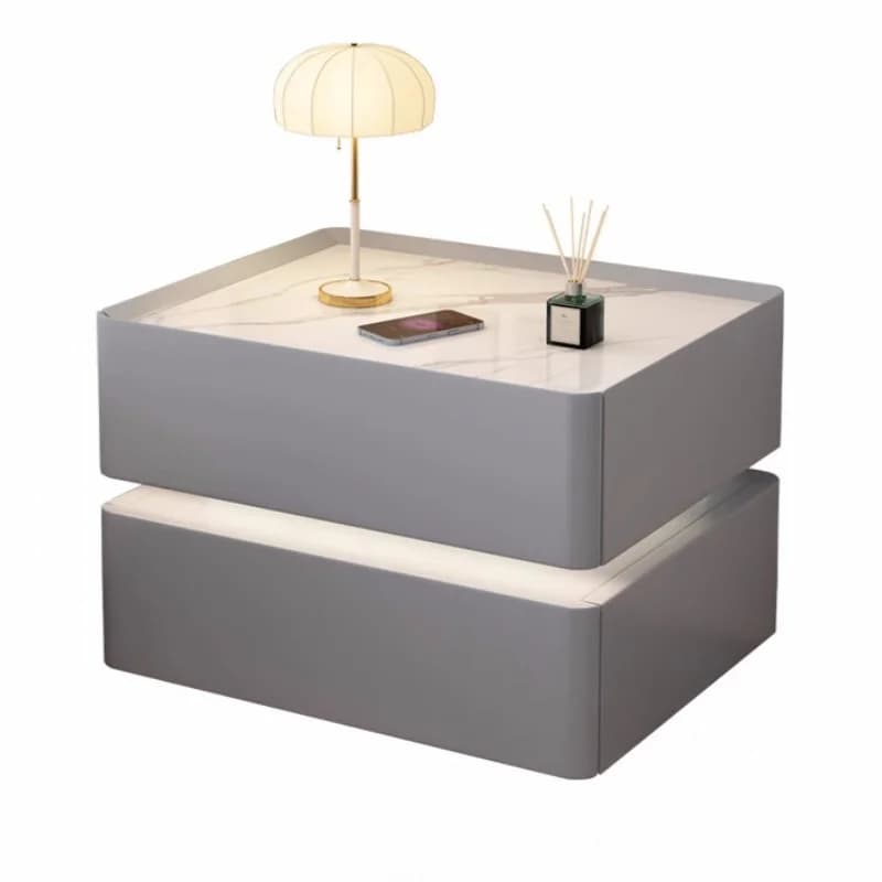 Comodino intelligente in legno massello Comodino per camera da letto con 2 cassetti in stile moderno con armadietto laterale color patch con serratura