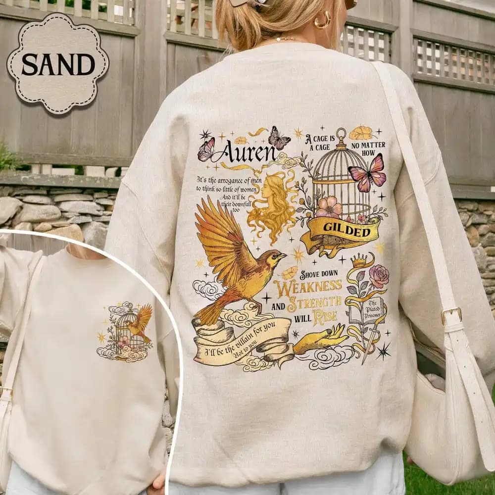 Felpa con libro da prigioniero placcato Auren & Slade Gild Cage Maglioni da donna Felpa girocollo in pile vintage a maniche lunghe casual