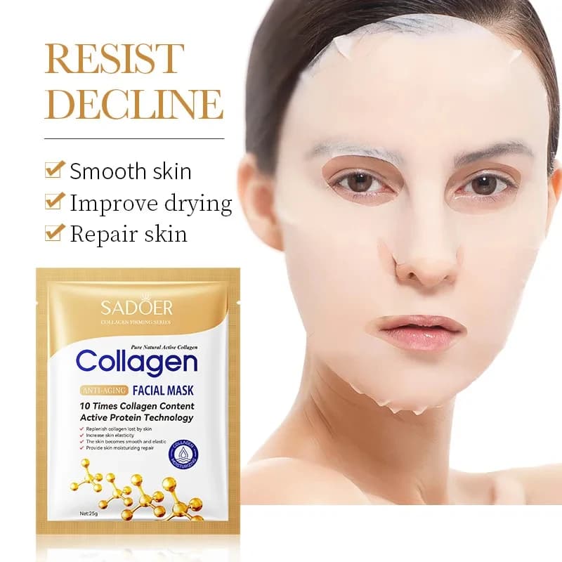 50/30/20/10pcs SADOER Collagen Face Mask Firming Moisturizing Repair Brightening skincare Face Sheet Mask Facial Masks Skin Care