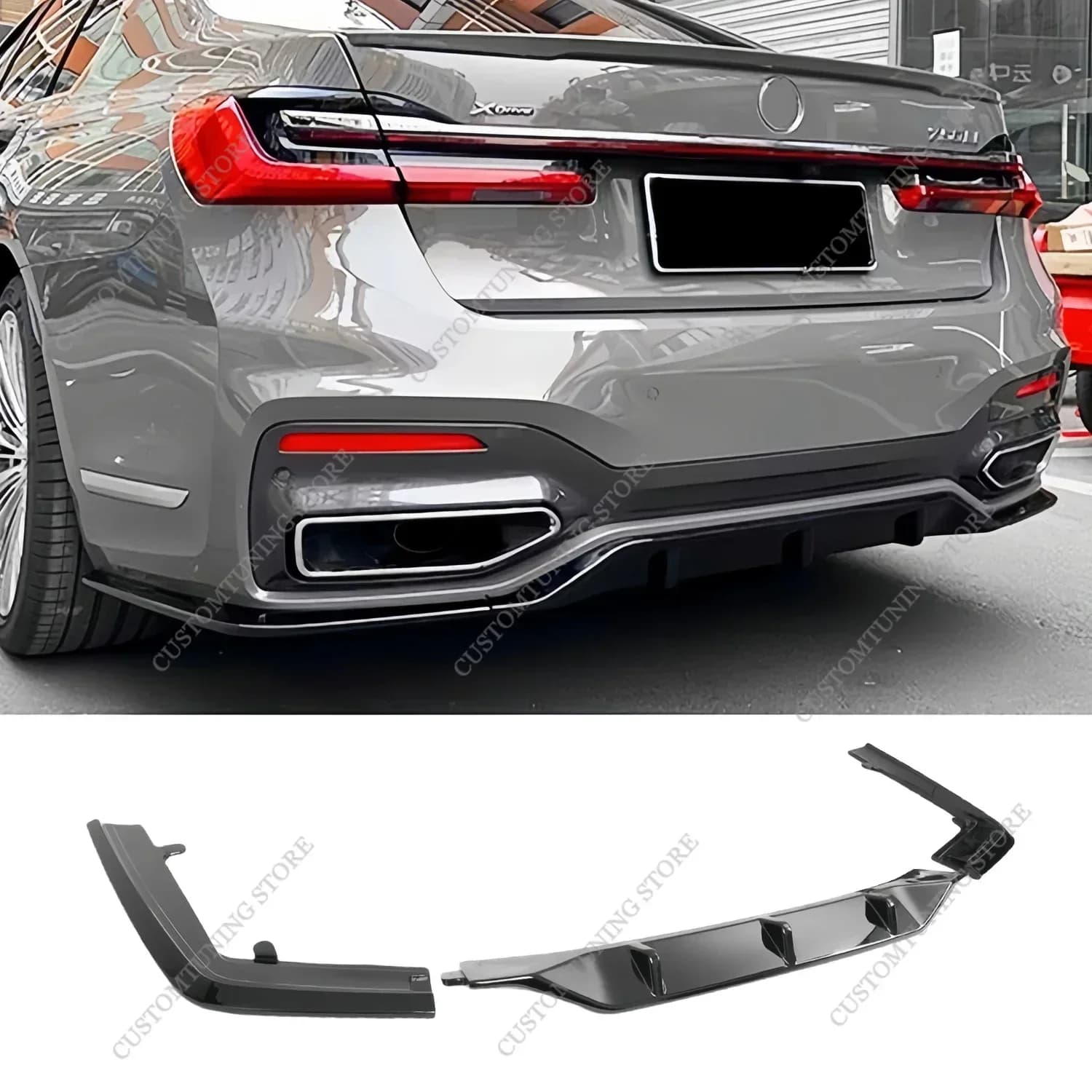 For Bmw G11 G12 Lci M Sport Gloss Black V Style Diffuser Back 730d 740d 740i 750i M760i M Pack 2019-2022 Splitter Back Bodykits