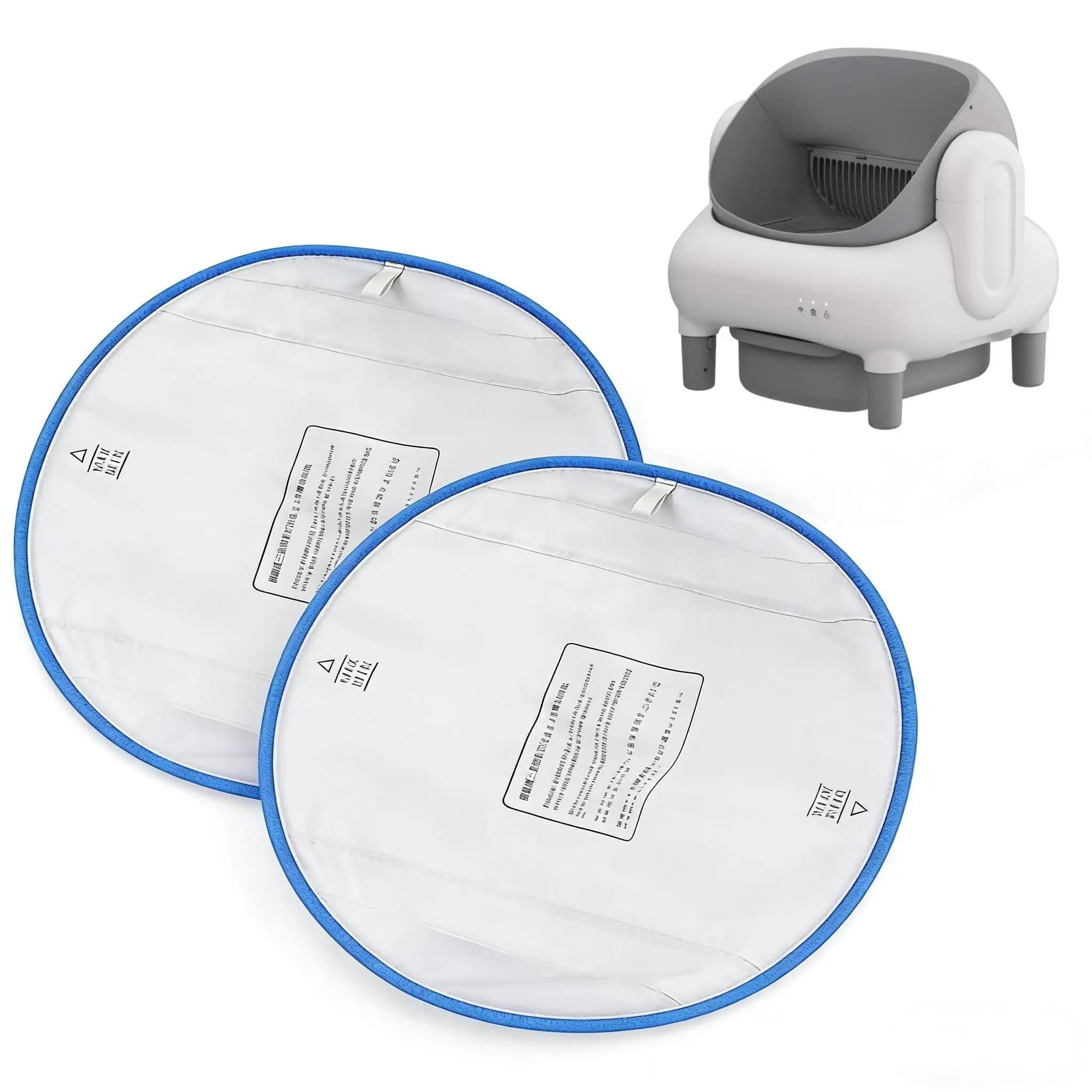 2Pcs Waterproof Cat Litter Box Tray Leak-Proof Pet Pads Universal Replacement Liner for Automatic Self-Cleaning Cat Toilet Durable Kitty Enclosure Mat 38x30cm 14.96x11.81in White Blue