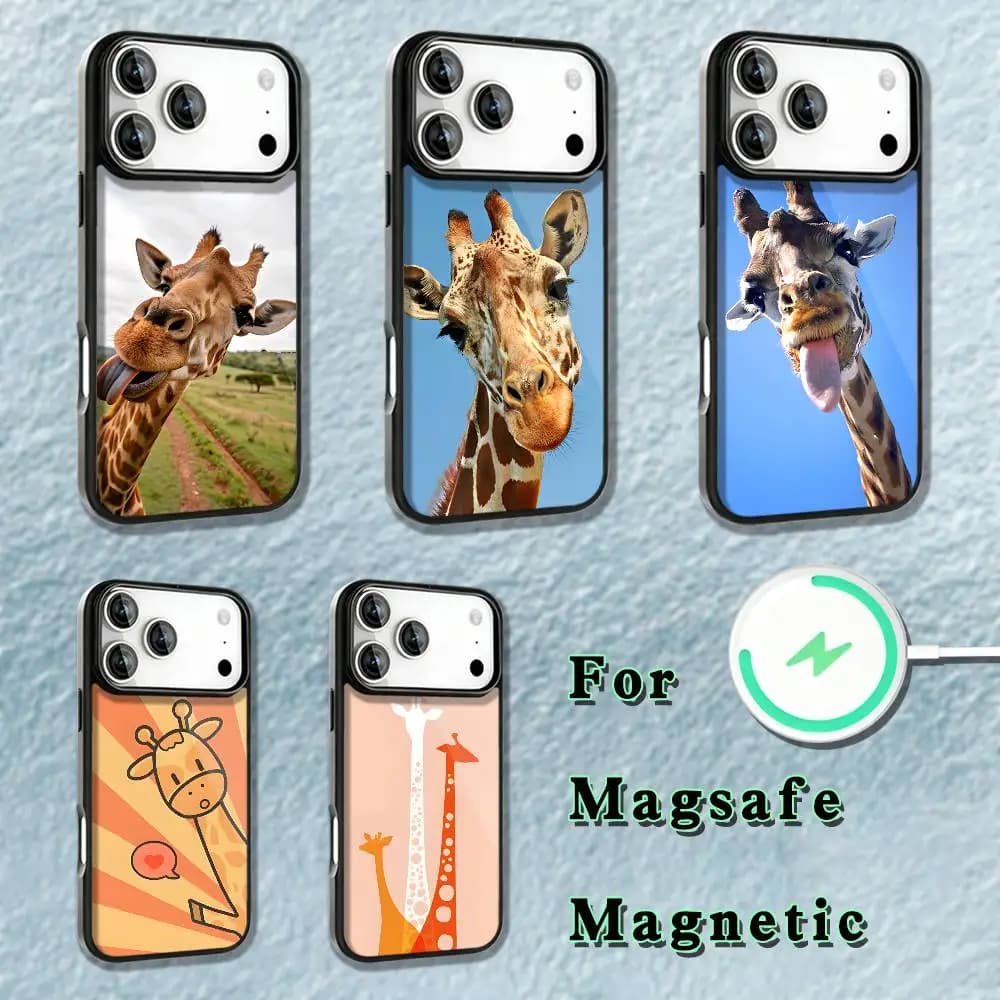 Giraffes Cute Animal Phone Case For iPhone 17,16,15,14,13,12,11,Pro,Max,Plus,Mini,SE4,E Magnetic Magsafe Wireless Charging