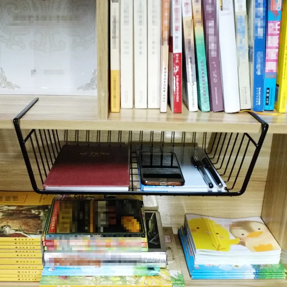 Hanging Storage Basket Baskets under Cabinet Shelf Desktop Organizer for Rack Shelves