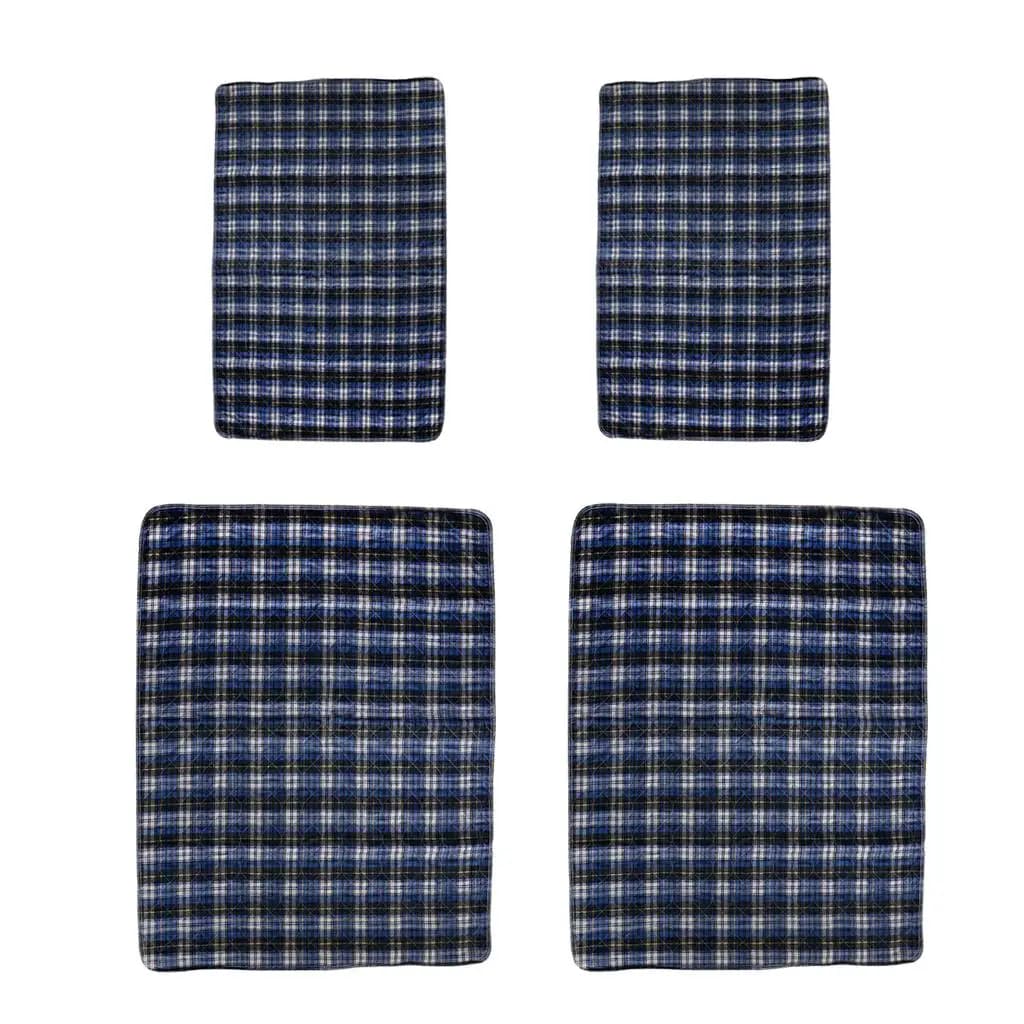 Absorbent Incontinence Pads for Bed Waterproof Washable Underpad Blue Grid Sheet Protector for Home Elderly Care