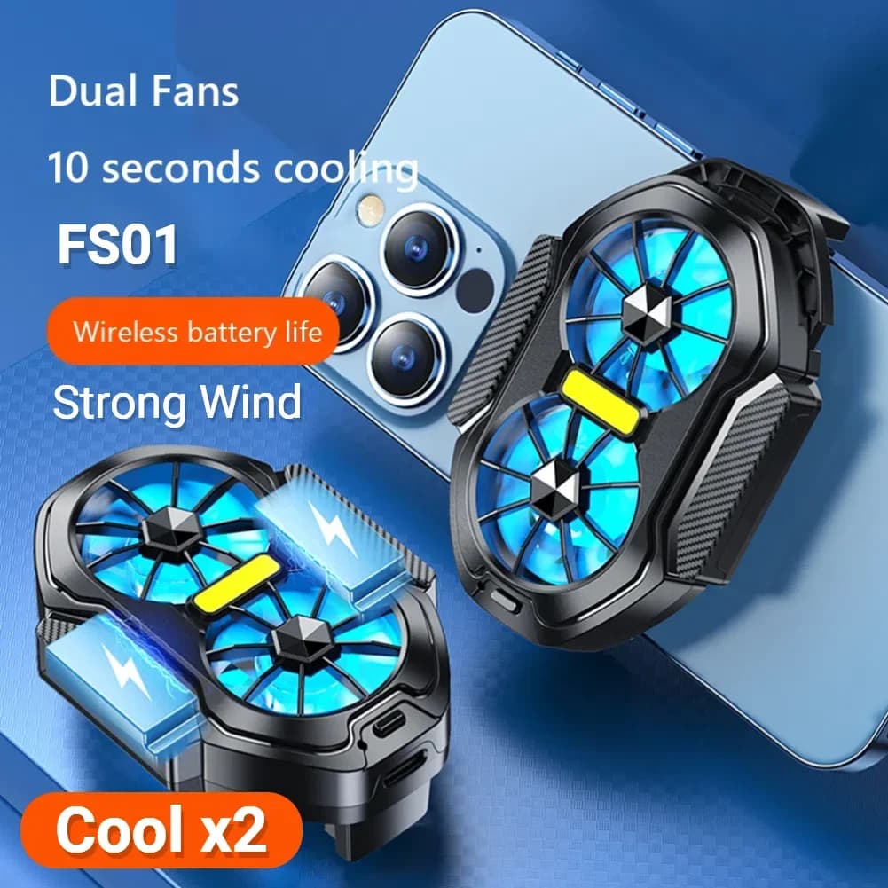 Mobile Phone Radiator with RGB Light Phone Gaming Radiator 3 Speed Adjustable Back-Clip Fan Radiator for Phone Tablet Phablet