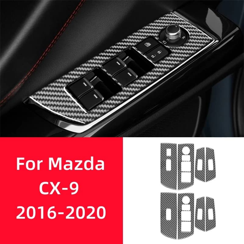 For Mazda CX-9 2016-2023 Interior Accessories Decorative Frame Carbon Fiber Wall decal for Control Panel Auto Wallets