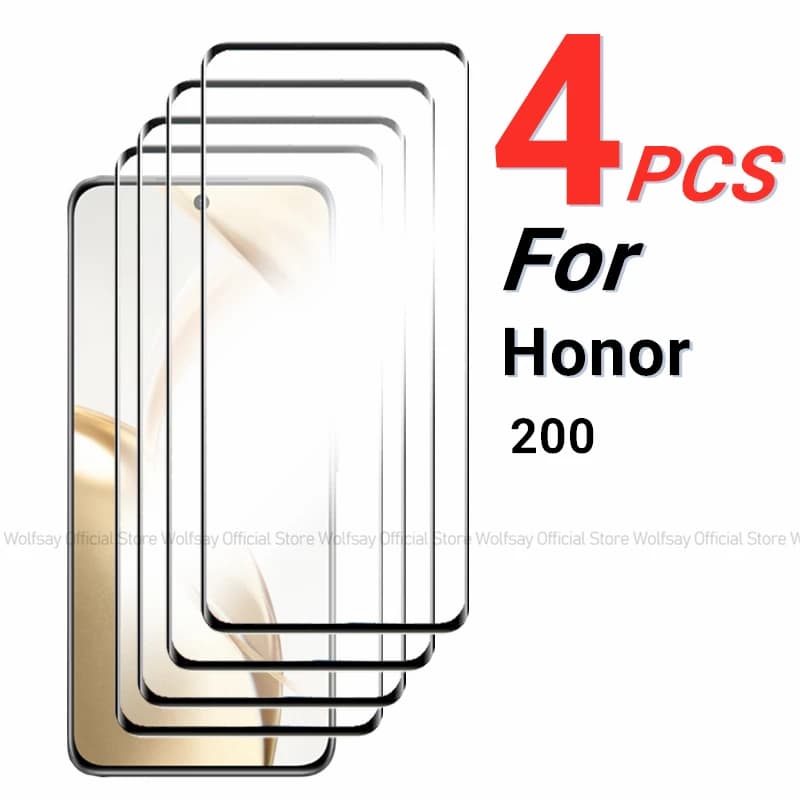 2/4PCS 3D Bordo Curvo di Vetro Per Honor 200 Vetro Per Honor 200 Protezione Dello Schermo In Vetro Temperato Pellicola Della Protezione Del Telefono Per Honor 200