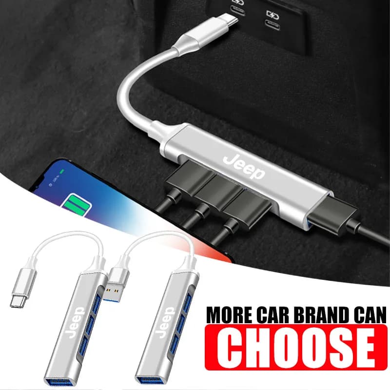 USB Type-C Adapter, Hub Multiport USB for Jeep Wrangler, Grand Cherokee, Compass, Renegade, Air Carpet for Pneumatic Valves