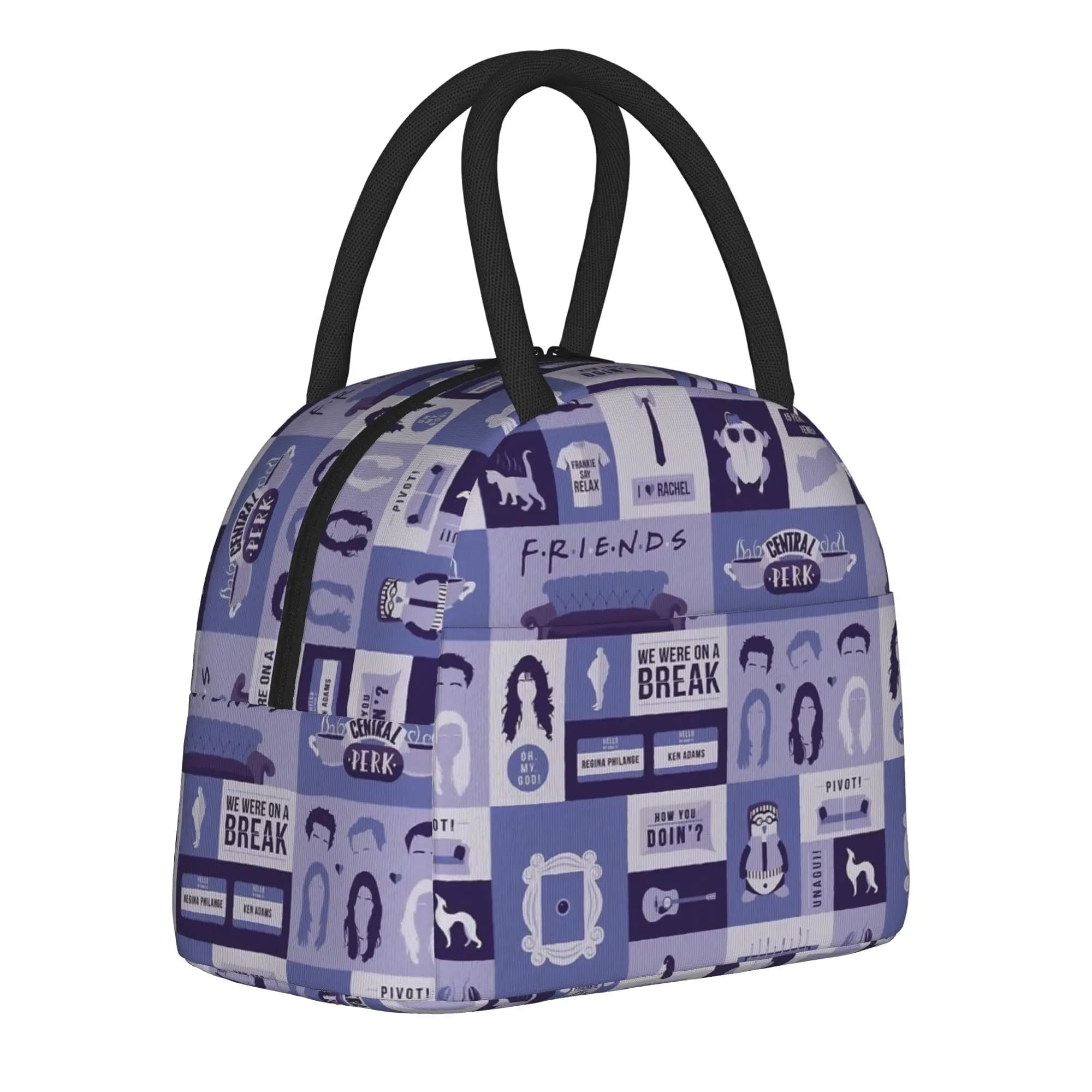 Cartoon Friends TV Show Insulated Lunch Bag Portable Central Perk Meal Container Cooler Bag Tote Lunch Box Food Storage Bags