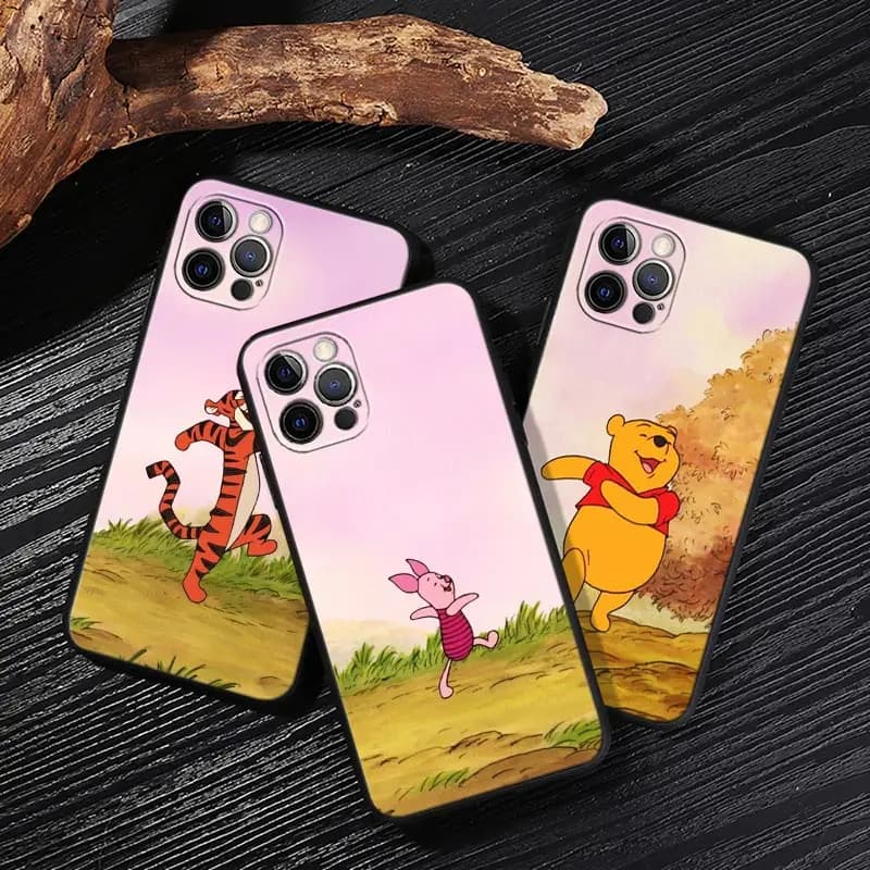 Cover for iPhone 17 16 15 14 13 12 11 Pro Max Plus with Winnie The Pooh, Piglet and Tigger - Rear Case for iPhone 17 Pro 17E Air 16e