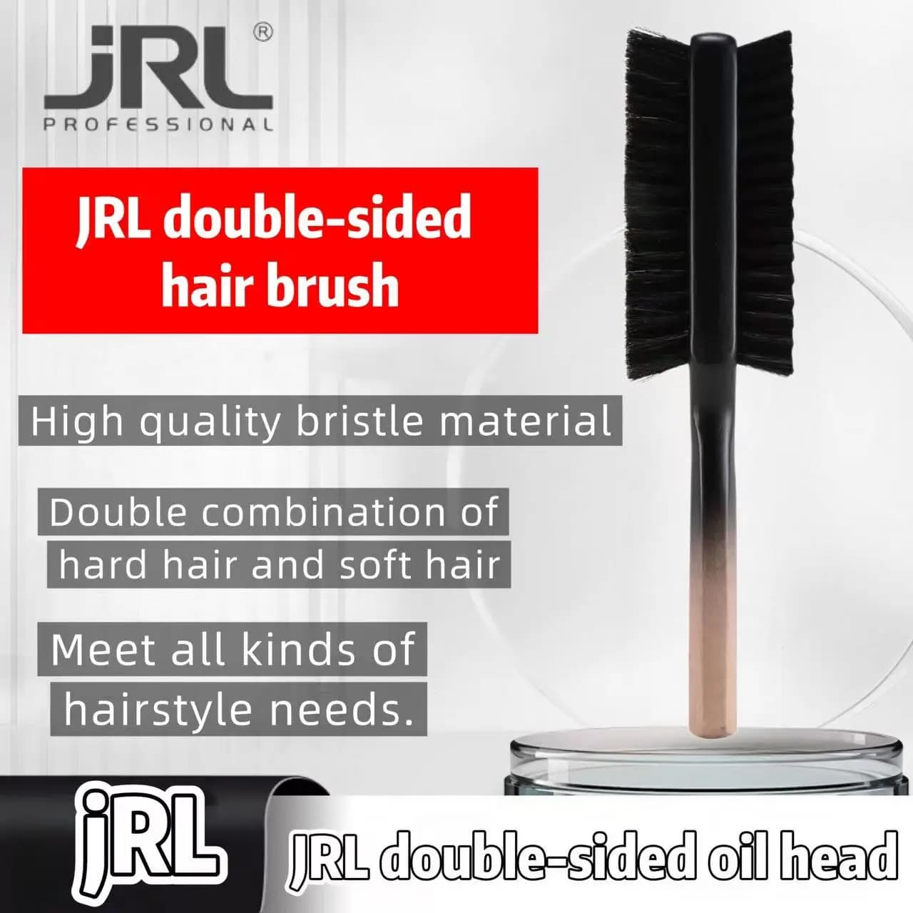 JR Origina Men Beard Brush Wood Handle Boar Bristle Moustache Cleaning Brush Hairdressing Anti Static Barber Hair Styling Comb