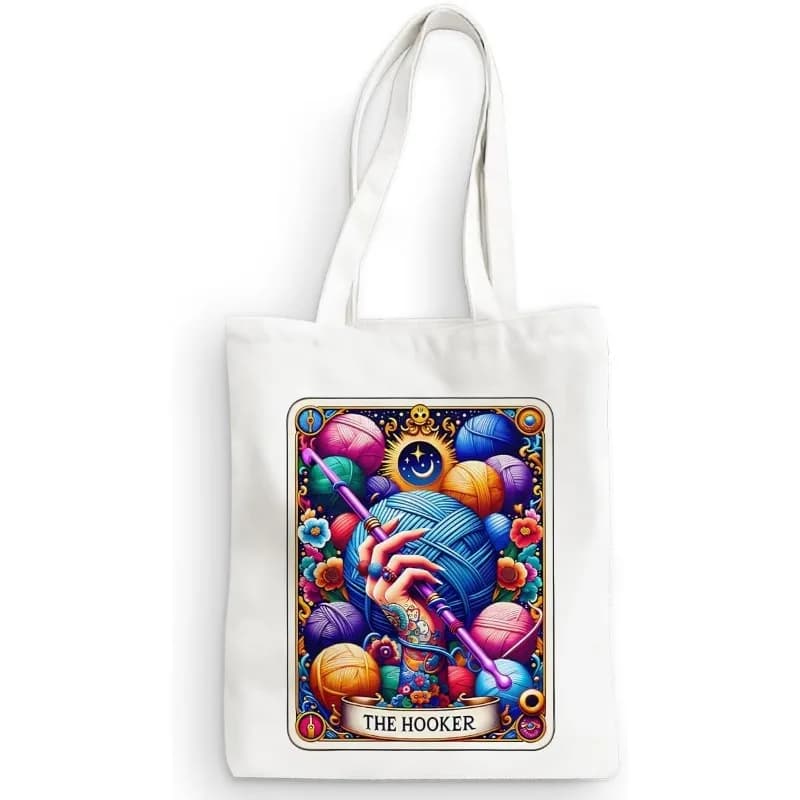 Borsa in tela con stampa di carte dei Tarocchi e teschio divertente, borsa tote casual da donna alla moda, borsa per la spesa riutilizzabile ecologica, borsa organizer da viaggio