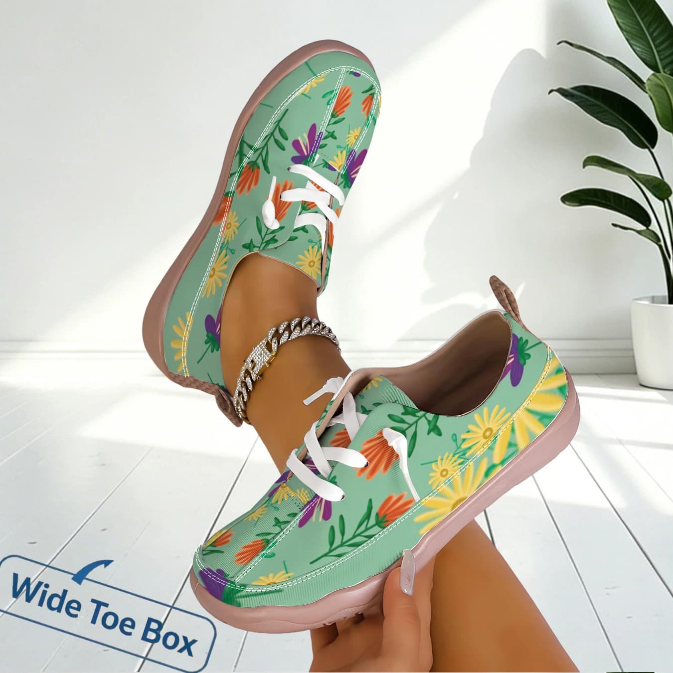 Casual Shoes Floral Print Wide Toe Box Flat Structure Countryside Comfort Style Outdoor Walking Travel Daily Leisure Women