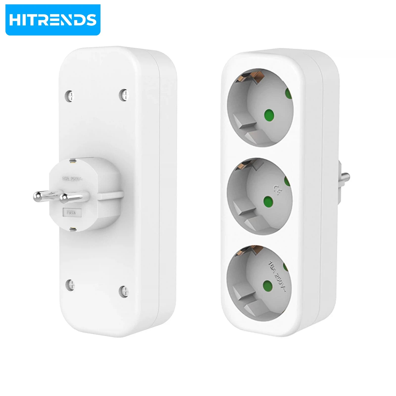 Adattatore europeo 3-in-1 - Presa di corrente a muro | 16A ad alta potenza 3680W | Standard tedesco | Adatto per l'uso domestico e in viaggio