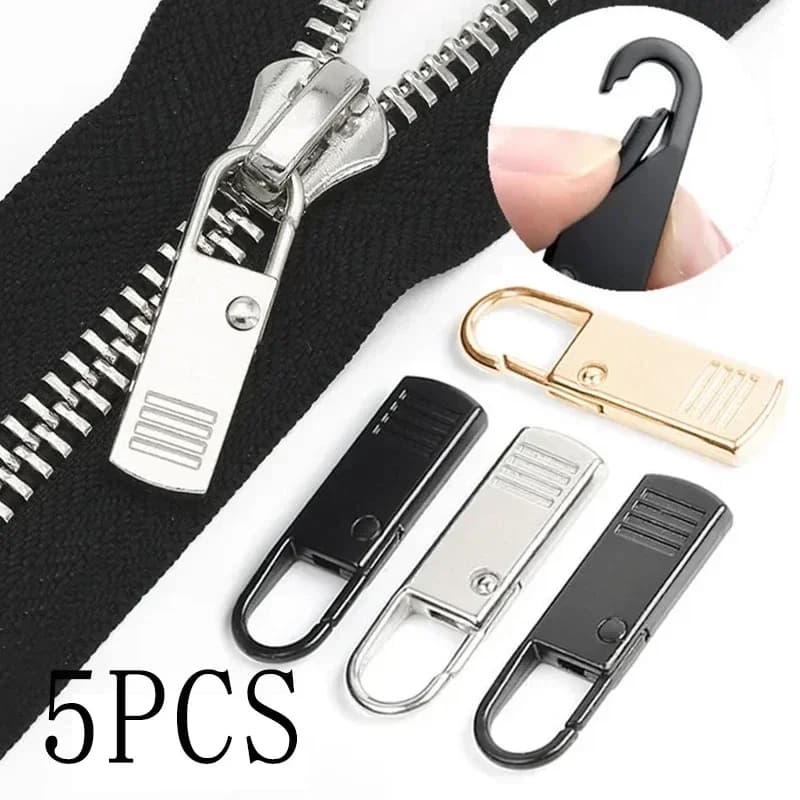 5pcs Zipper Slider Puller Kit di riparazione cerniera istantanea sostituzione fibbia rotta borsa da viaggio valigia cerniera testa fai da te cucito artigianale