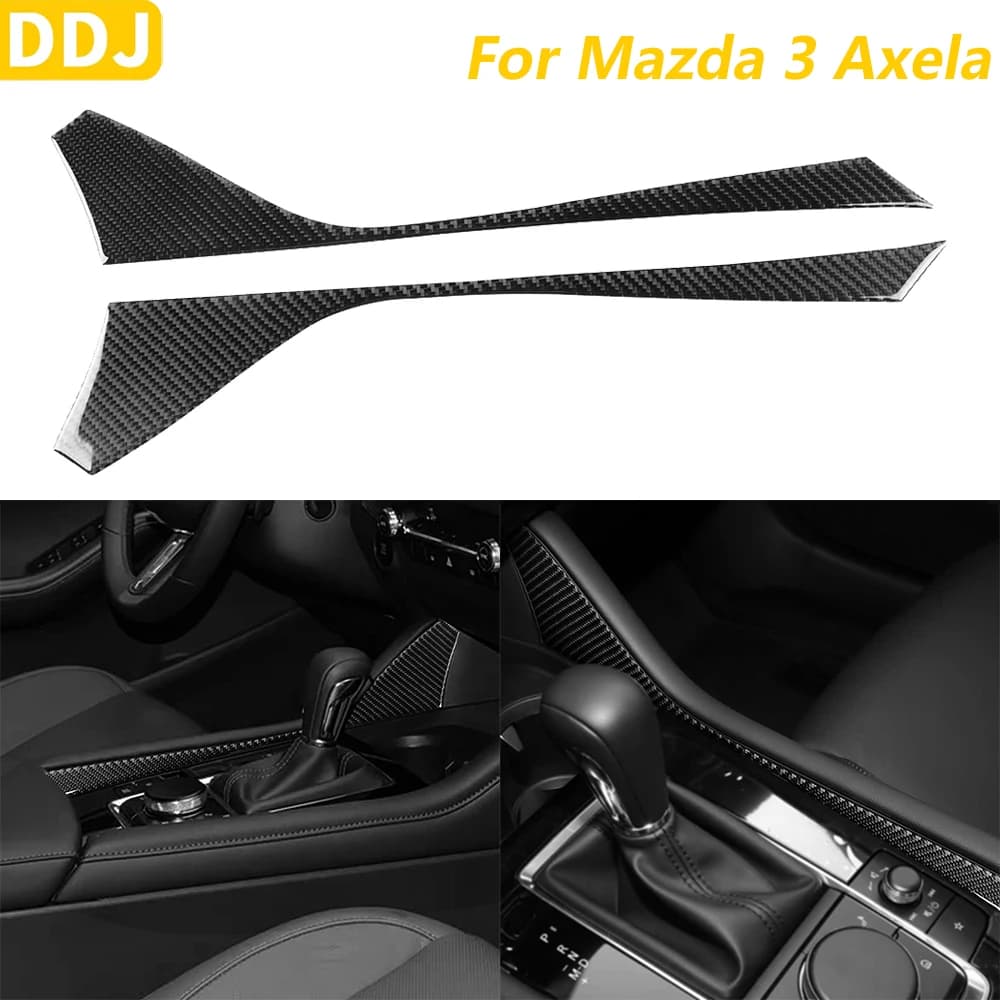 Copertura in Vera Fibra di Carbonio Morbida per Pannello Laterale del Cambio e Controllo Centrale per Mazda 3 Axela 2019-2026, Accessori Interni