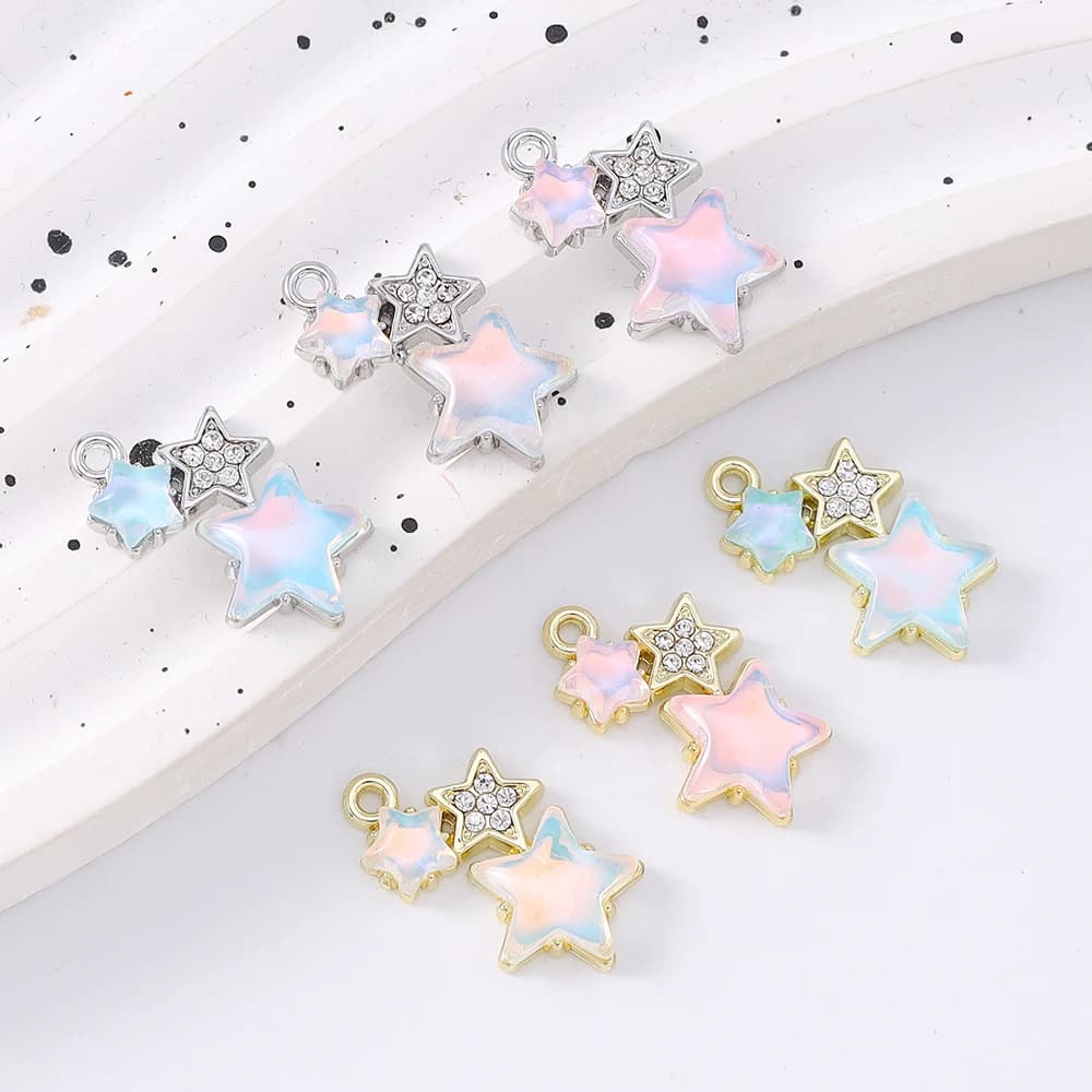 5 pendenti con ciondoli castello smaltato alla moda per la creazione di gioielli, collane, orecchini, braccialetti, accessori fatti a mano fai da te