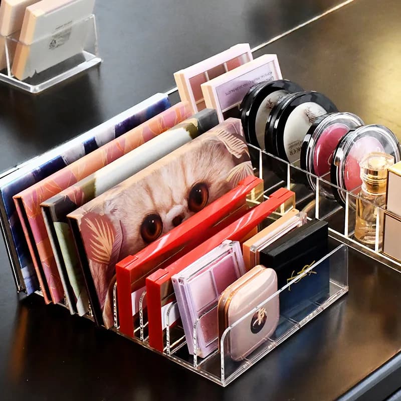 7-Compartment Eyeshadow Palette Storage Tray Transparent Makeup Organizer for Eyeshadow Palette Cosmetic Rack Makeup Tool Shelf