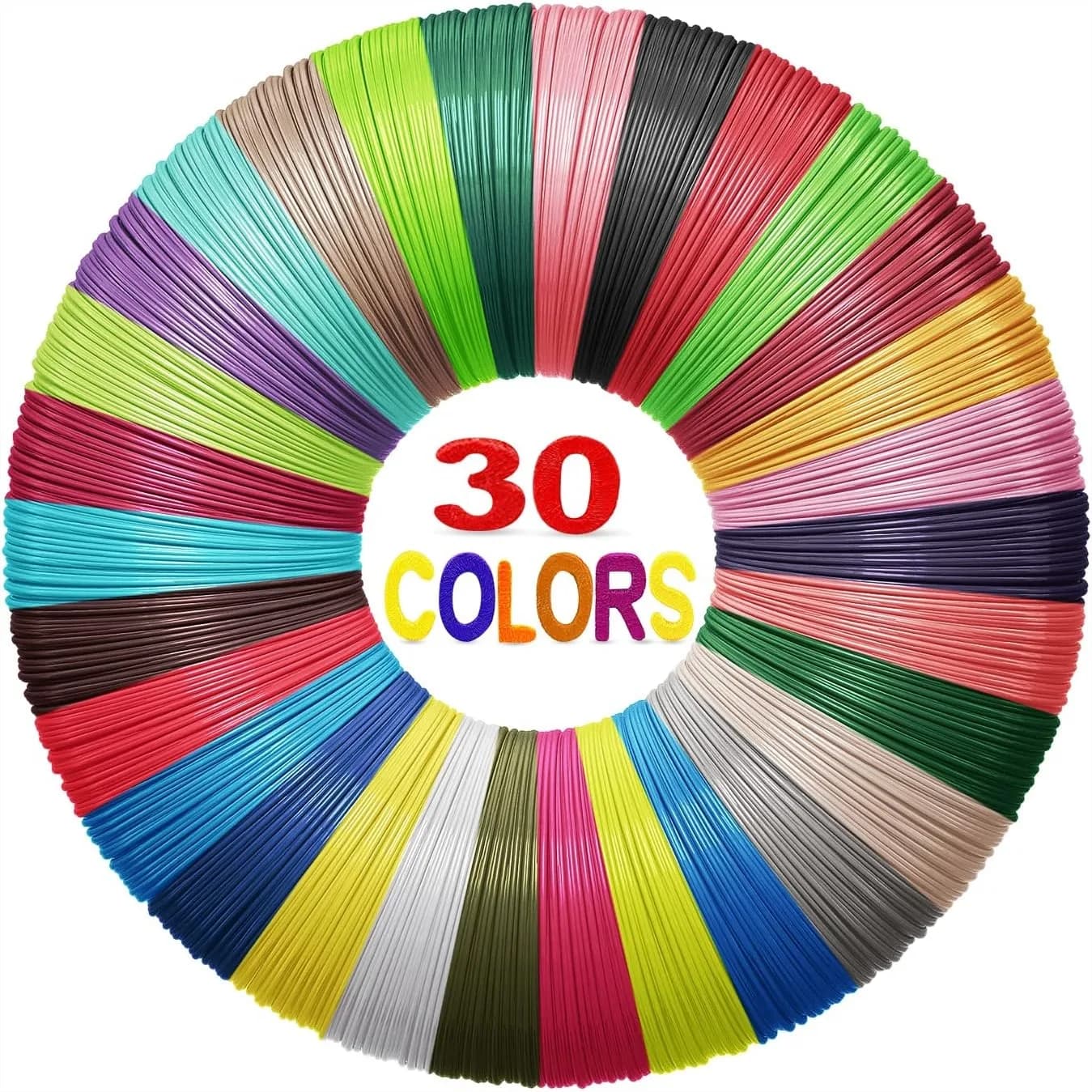 Filamenti PLA da 1,75 mm per penna 3D, 30 colori, ricariche da 300 piedi totali, compatibili con le penne SCRIB3D, MYNT3D e PIKA3D