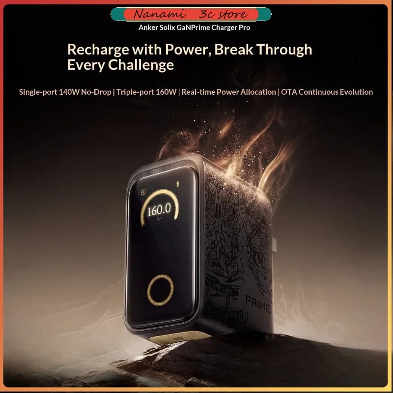 Caricabatterie Anker Prime 120J1 Black Myth Wukong 60W Lingguang con Display Intelligente GaN Multi-Porta a Ricarica Rapida per iPhone 17 Xiaomi MacBook