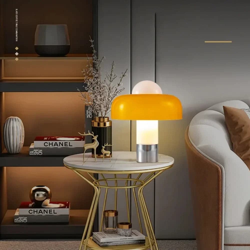 ‌ Lampada da tavolo moderna Bauhaus in vetro arancione italiano a forma di fungo, lampada da scrivania, comodino, soggiorno, arredamento minimalista, illuminazione