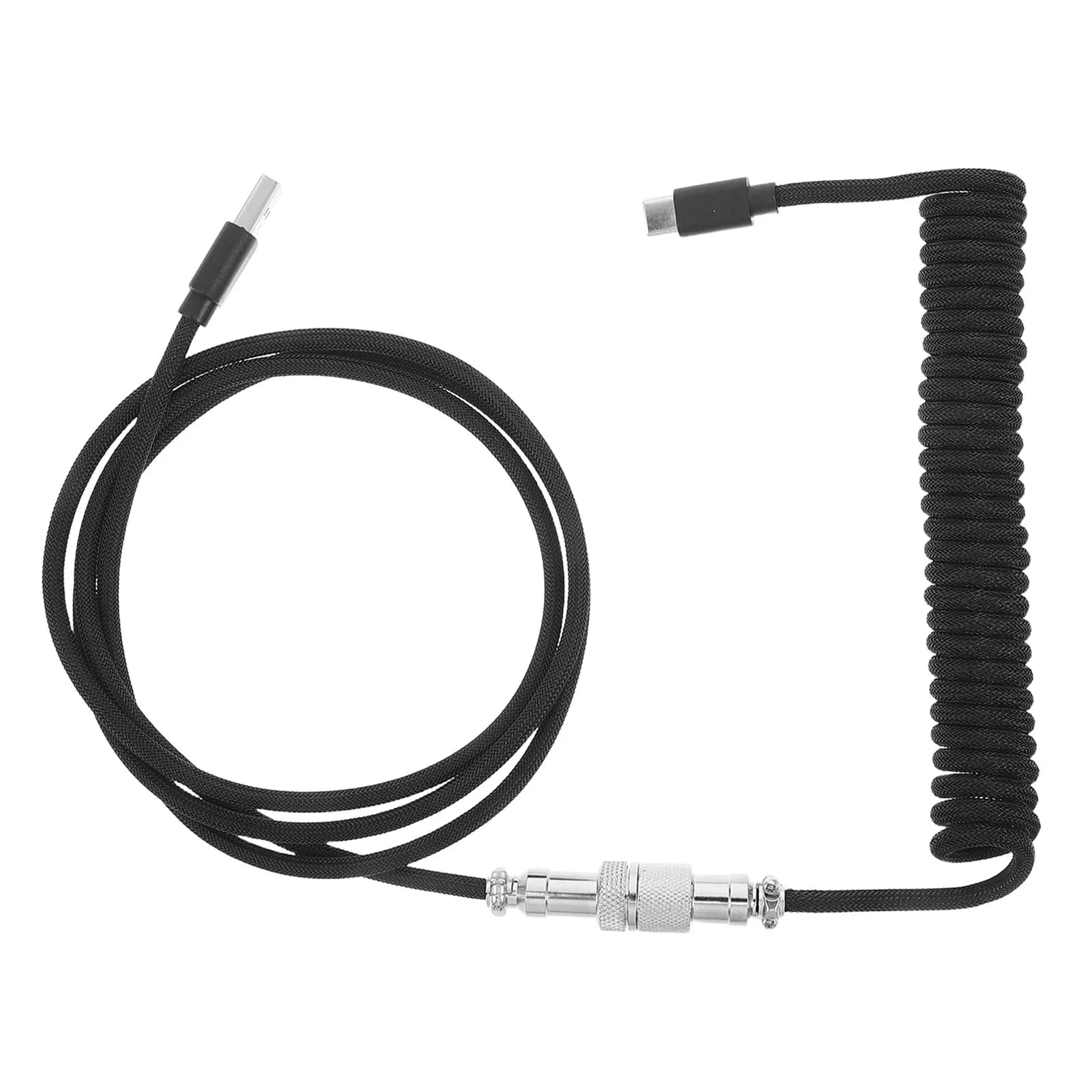 Mechanical Keyboard Coiled Cable Braided USB C Aviation Plug Heavy Duty Gaming Keyboard Cord Stabilized Pc Gaming Wire