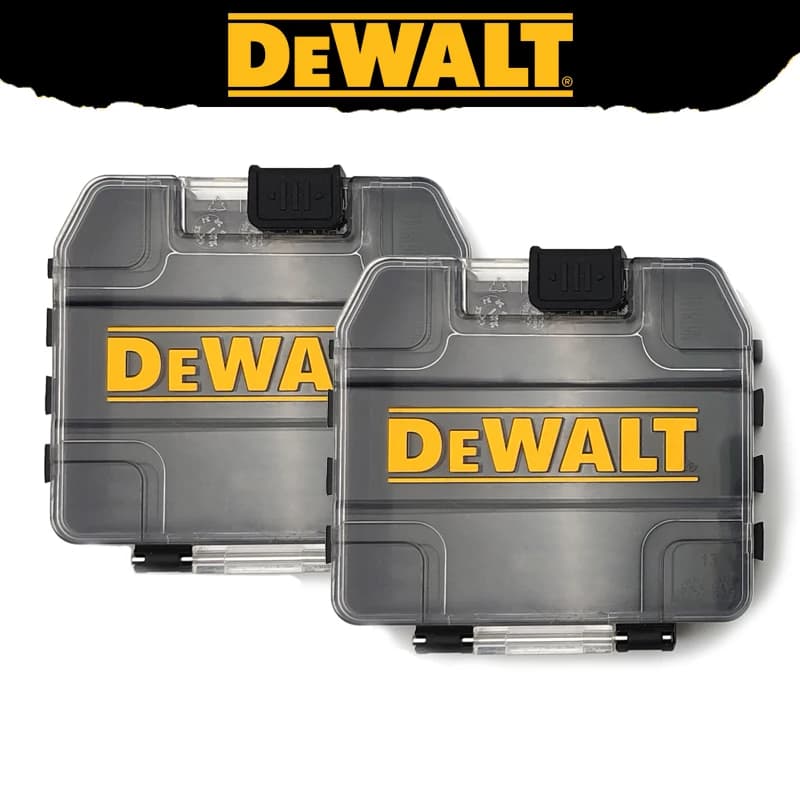 DEWALT TSTAK Mini Custodia resistente Nera Piccola cassetta degli attrezzi rimovibile impilabile Punte da trapano Scatola degli accessori degli attrezzi 2 pezzi