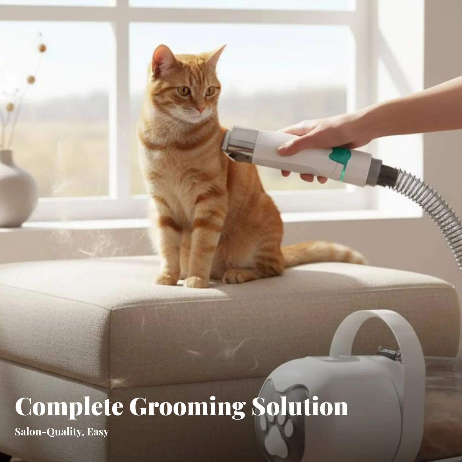 Set di Toelettatura 7-in-1 per Cani e Gatti, Kit Multifunzionale per la Pulizia degli Animali Domestici con Aspirapolvere e Accessori, Potente Aspirazione