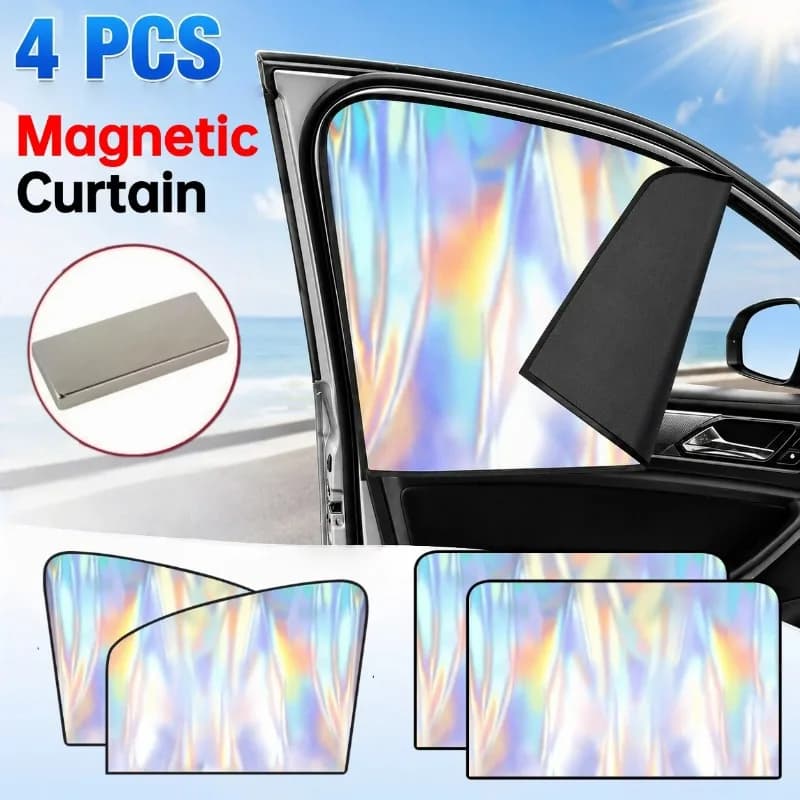 Car Magnetic Window Shade Blackout Privacy Sunshade UV Protection Universal Side Window Curtain for Baby Sleep Travel 4Pcs/Set