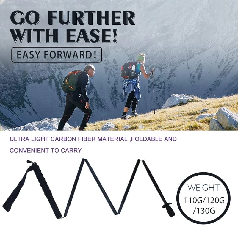 Trekking poles / carbon fiber hiking | Ultralight mountaineering poles with anti-shock tips
