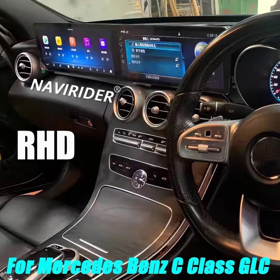 RHD 12.3 + 12.3 "Doppio Schermo Android Auto Per Mercedes Benz Classe C W205 Glc X253 C180 C200 C220 C300 C350 2016-2022 Carplay GPS