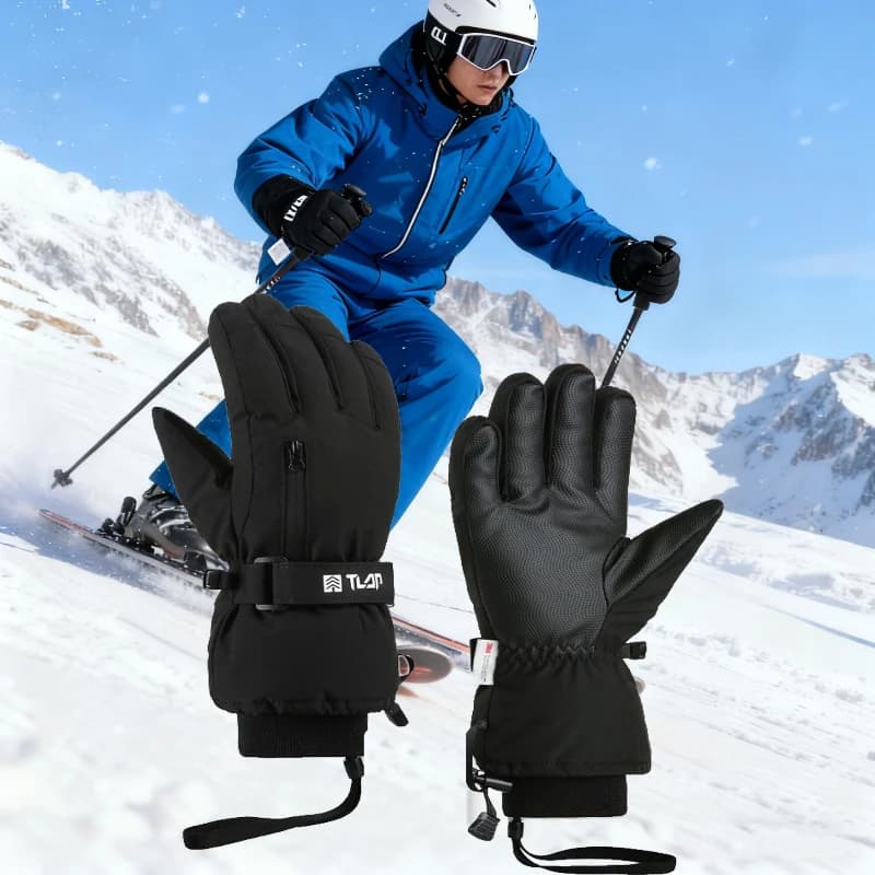 Guanti da sci invernali Guanti riscaldati Guanti da moto termici impermeabili da uomo Guanti da snowboard neri foderati in pile Accessori da sci