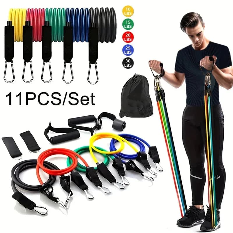 Set of 11 pieces of straps for muscle training, multifunctional fitness tension belt, harness for fitness tension training, elastic rope