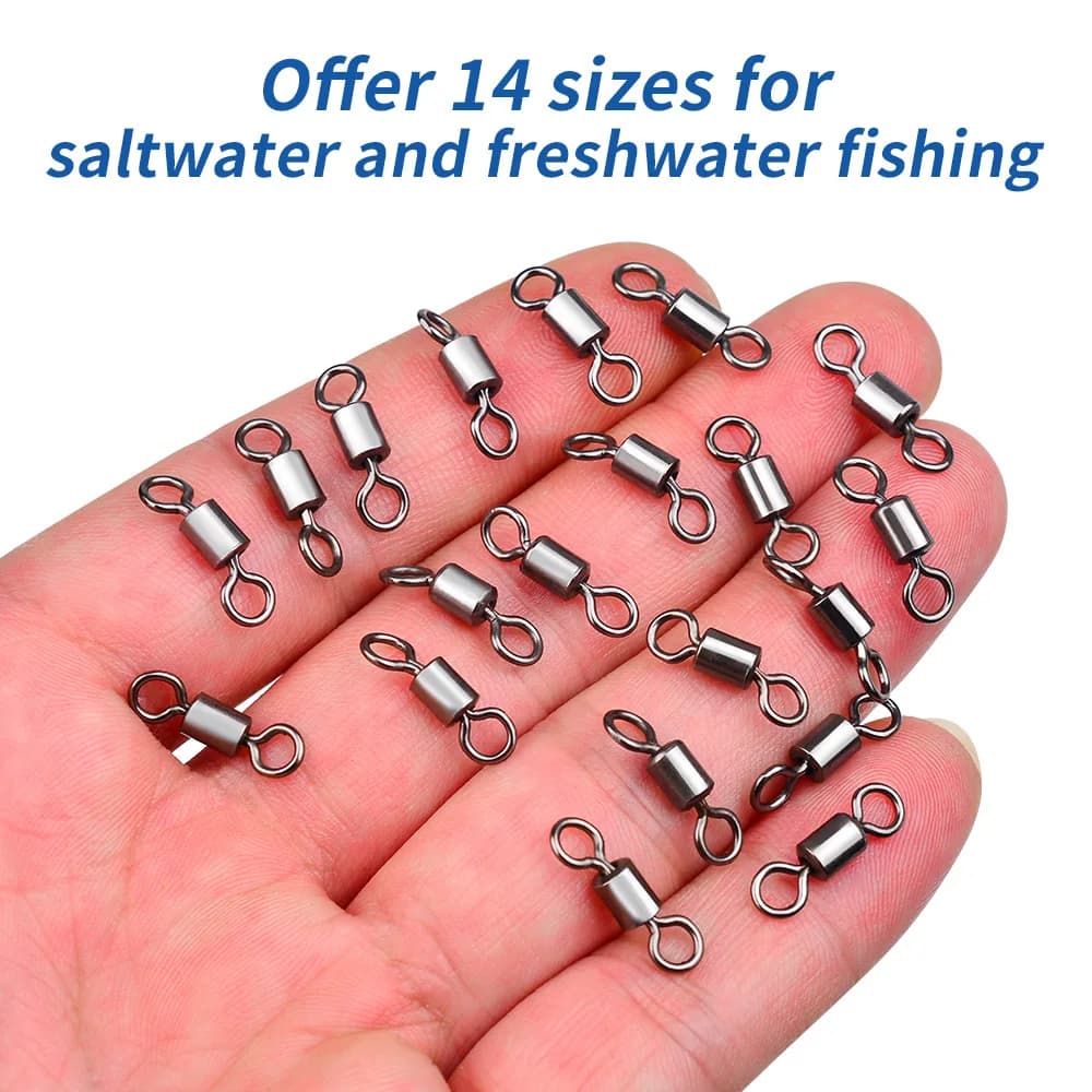 50 Pz Bearing Swimwear Stainless Steel Fishing Connector Loose Loading Solid Ring Swivel Fishing Equipment Accessories