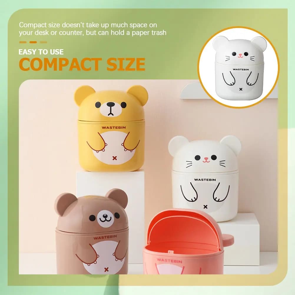 Cestino da scrivania compatto con coperchio, piccolo contenitore per rifiuti in plastica per scrivania, camera da letto, camper, tavolo, contenitore per spazzatura salvaspazio e antiodore