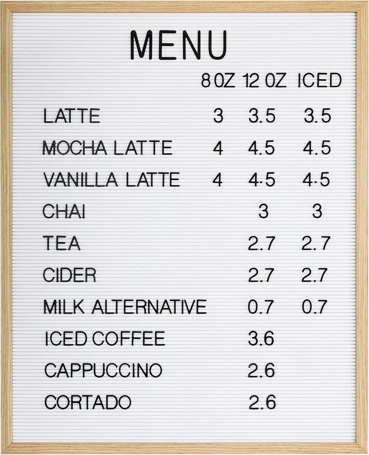Lavagna Menu con Cornice Bianca 24x30 Pollici e Lettere - Espositore in Feltro Premium per Ristoranti e Caffè