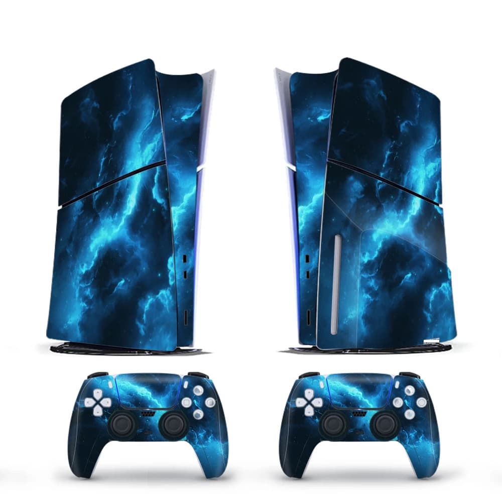 Pelli di copertura in vinile per console PS5 Slim 2 pezzi adesivi Galaxy Set di involucri per controller per accessori PlayStation 5 Disc Edition