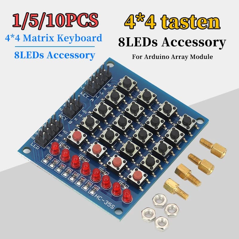 Modulo Tastiera a Matrice 4x4 per Arduino, Pannello con 16 Tasti e 8 LED