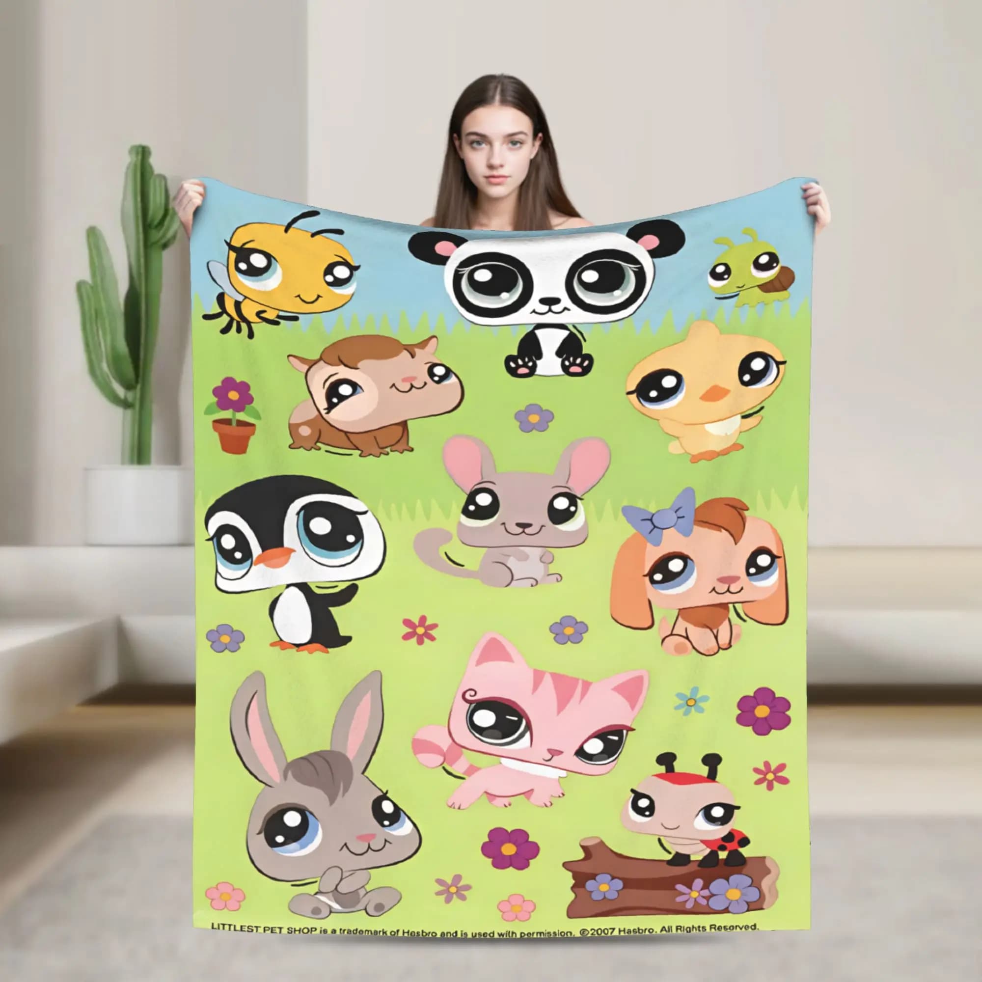 Littlest Pet Cute Warm Soft Blankets Child Plush Throw Blanket Novelty Couch Chair Flannel Bedspread Sofa Bed Cover