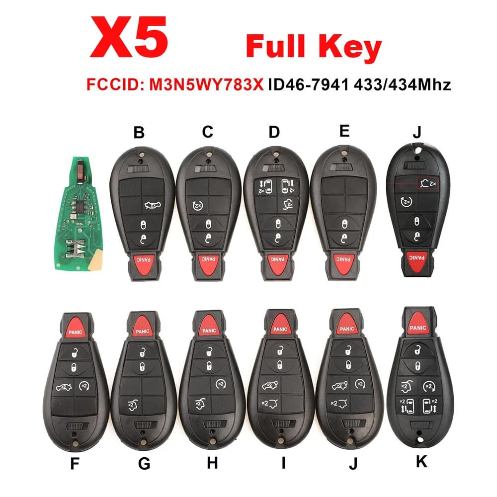 jingyuqin X5 433Mhz pcf7941Chip Chiave remota per auto M3N5WY783X per Chrysler Town & Country Jeep Grand Cherokee Dodge Caravan Journey