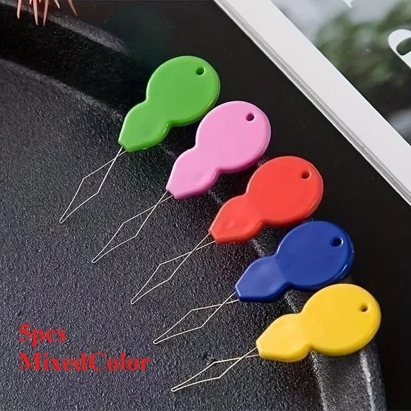 5pcs Plastic Needle Thread - Easy Threading for Hand Sewing, Handmade, Knitted, Quilted, and DIY Art - Random Colors