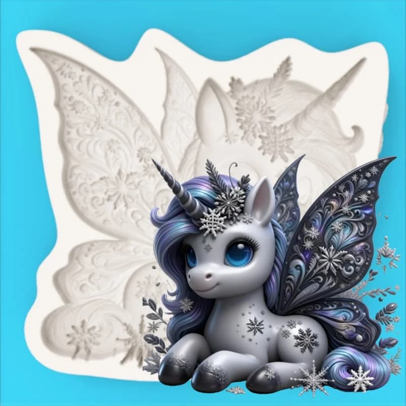 Stampo in Silicone a Forma di Unicorno con Ghiaccio e Neve, Stampo a Forma di Ali di Farfalla, Strumento per Realizzare Dessert Invernali e Cioccolato