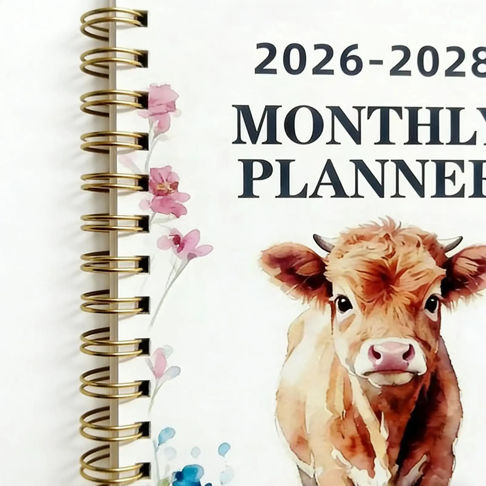 Calendario Planner 2026-2028 Notebook modello mucca Agenda da 3 anni Notebook per insegnanti Bambini Studente Scrivania universitaria Uffici di lavoro Casa