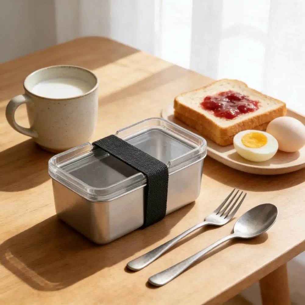 Scatola per il pranzo sicura per microonde Scatola per il pranzo in acciaio inossidabile con coperchio Contenitore per la preparazione dei pasti sicuro per microonde a prova di perdite giapponese